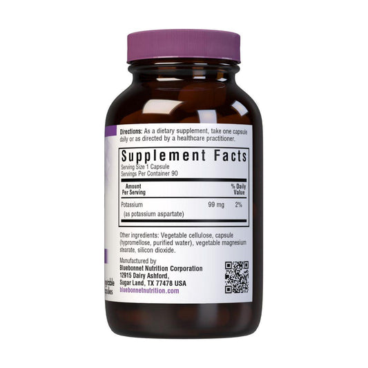 BlueBonnet Potassium Vegetarian Capsules, 99 mg, 90 Count Potassium Supplement Pasteur Pharmacy