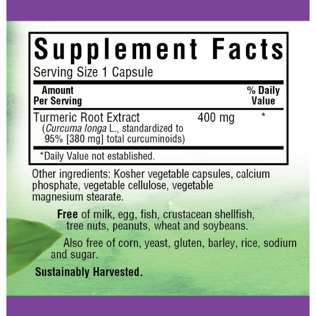 Bluebonnet Standardized Turmeric Root Extract 120 Vegetable Capsules Vitamin Supplement Pasteur Pharmacy