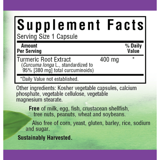 Bluebonnet Standardized Turmeric Root Extract 120 Vegetable Capsules Vitamin Supplement Pasteur Pharmacy