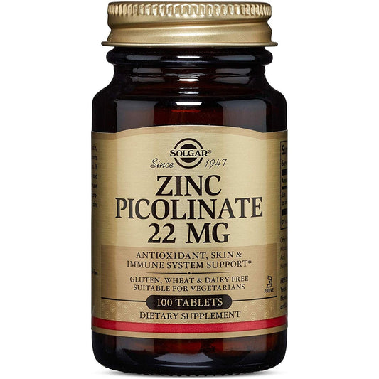 Solgar Zinc Picolinate, 22 Mg, 100 Tablets Vitamins & Supplements Pasteur Pharmacy