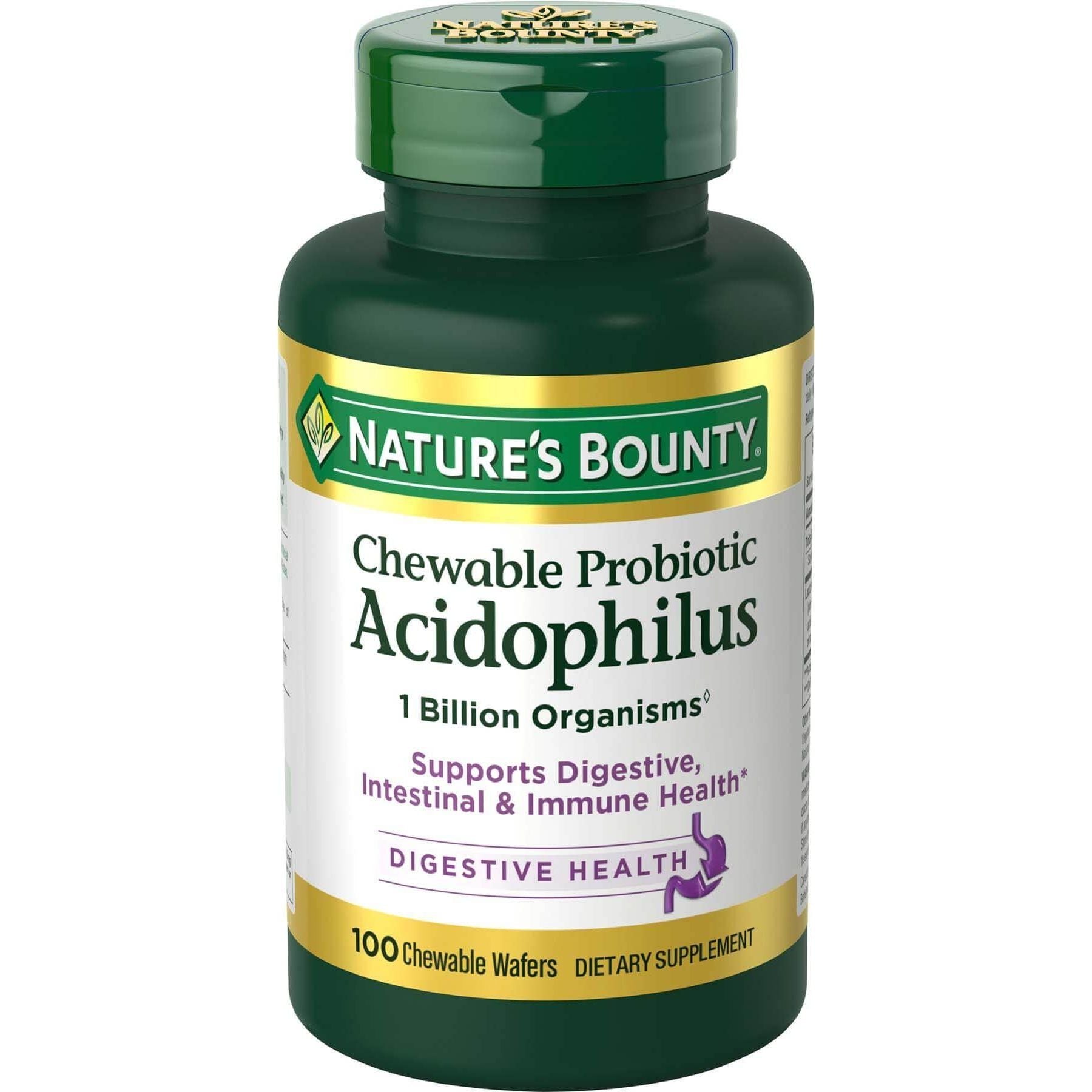 Nature's Bounty Probiotic Acidophilus With Bifidus Chewable Wafers Vitamins & Supplements Pasteur Pharmacy