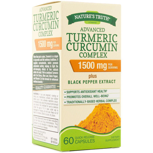 Nature's Truth Advanced Turmeric Curcumin Complex 1500mg with Black Pepper, 60 Capsules Vitamins & Supplements Pasteur Pharmacy