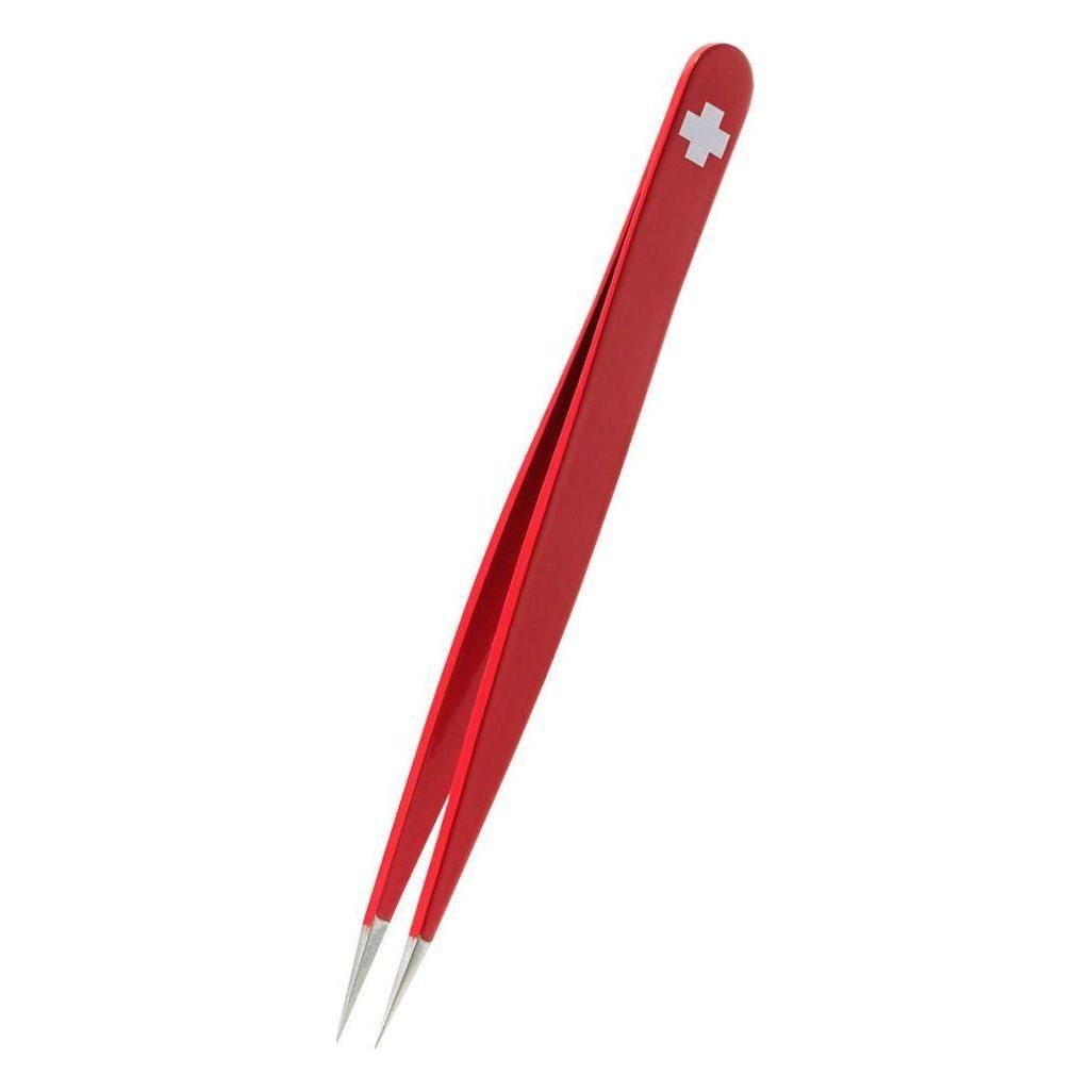 Rubis Tweezers Pointed Elegance Red Swiss Cross 9.5cm Tweezers Pasteur Pharmacy