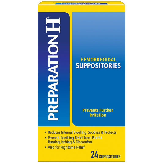 Preparation H, Hemorrhoidal Suppositories, 24 Count Health Care Pasteur Pharmacy