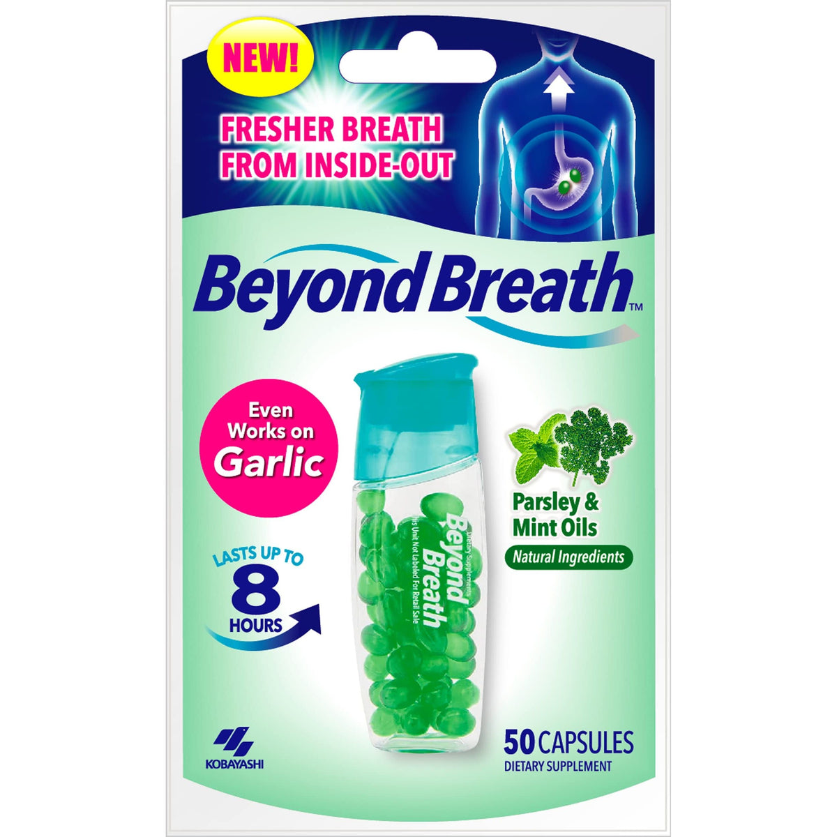 Beyond Breath® Rafraîchisseur d'haleine interne – Persil et menthe, 50 capsules