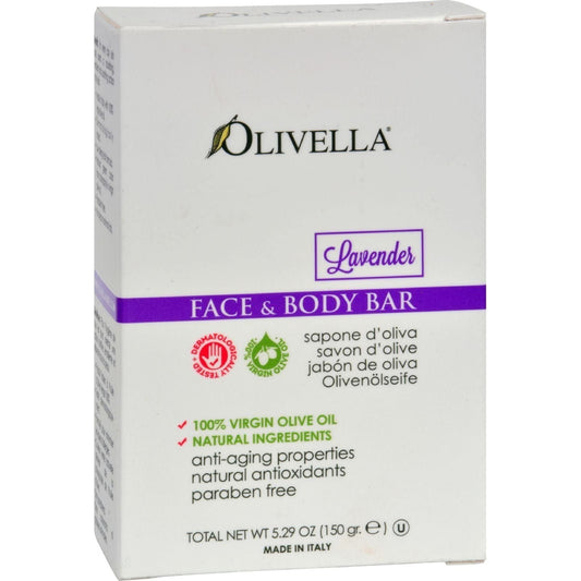 Olivella Face and Body Bar Soap, Lavender 5.29 oz Bar Soap Pasteur Pharmacy