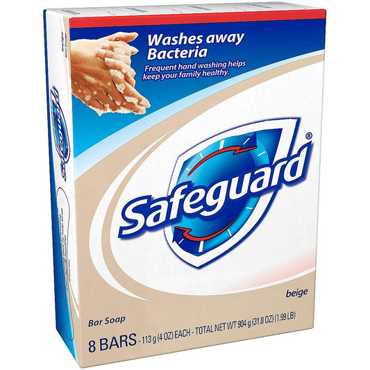 Safeguard Antibacterial Bar Soap, Beige Scent, 4 oz Bars (8 Count Pack) Bar Soap Pasteur Pharmacy