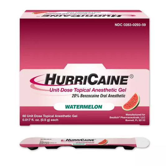 Hurricaine Topical Anesthetic Gel 20% Watermelon 60 x 0.5g Unit Dose Medicine & Drugs Pasteur Pharmacy