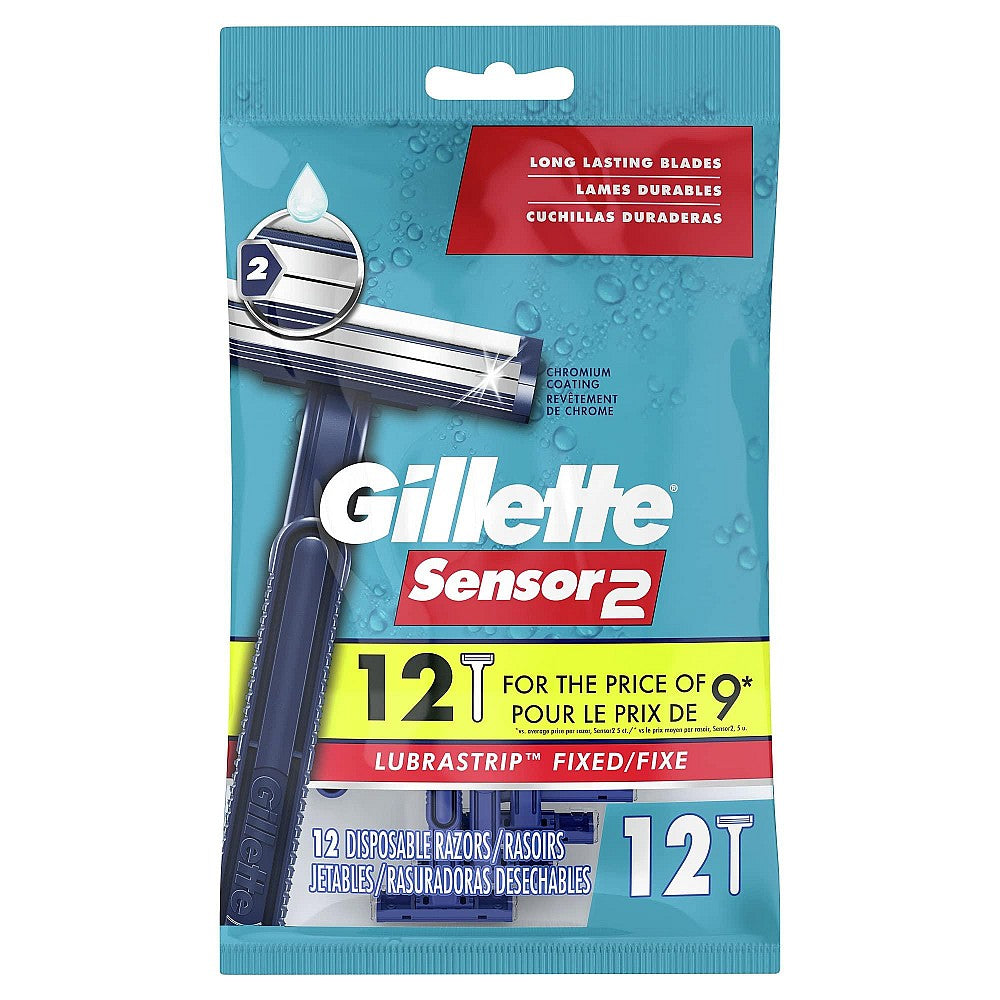Gillette Sensor2 Fixed Head Men's Disposable Razors Shaving & Grooming Pasteur Pharmacy