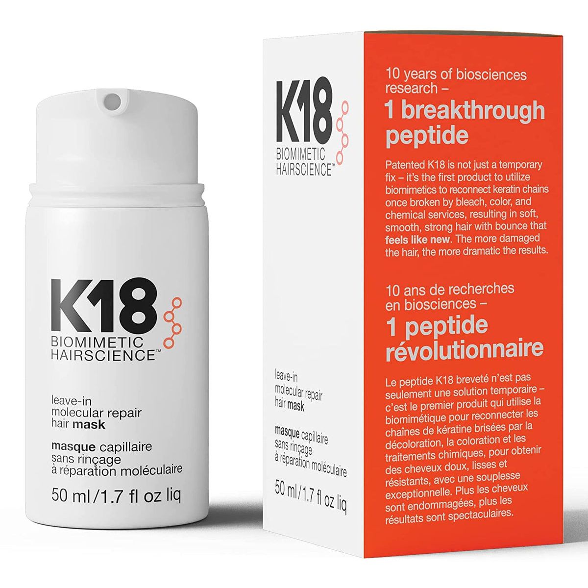K18 Leave In Molecular Repair Hair Mask 50 Ml Masks Pasteur Pharmacy