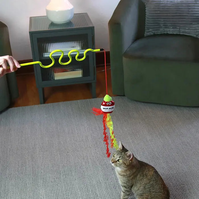 Mad Cat Nom Nom Catnip and Silvervine Teaser Wand Toy