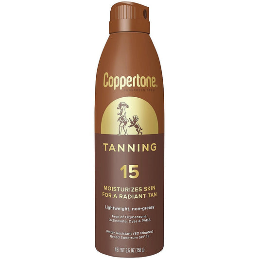 Coppertone Tanning Defend & Glow Sunscreen Continuous Spray Broad Spectrum SPF 15, 5.5 Ounces Sunscreen Pasteur Pharmacy