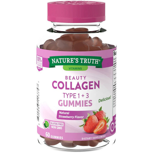 Nature's Truth Beauty Collagen Type 1 + 3 Gummies - Natural Strawberry Flavor 60ct Vitamins & Supplements Pasteur Pharmacy
