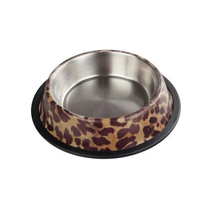 Cuenco para mascotas Oripet de acero inoxidable con estampado de leopardo, 16 oz