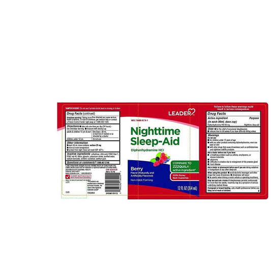 Leader™ Nighttime Sleep Aid – Berry Flavor Liquid (12 fl oz) Vitamins & Supplements Pasteur Pharmacy