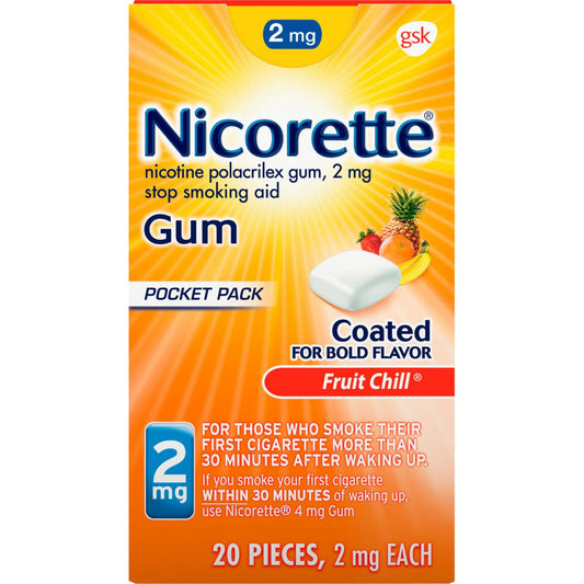 Nicorette® Nicotine Gum – Fruit Chill Flavor (2 mg Strength) Health & Beauty Pasteur Pharmacy