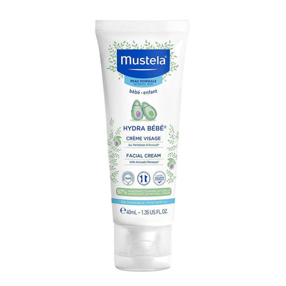 Mustela Hydra Bebé Crema Facial para Bebé: Aguacate Orgánico, Hidratante Suave para Recién Nacidos con Piel Sensible | Hidratación y Protección Diaria