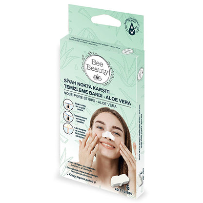 Patchs anti-points noirs à l'aloe vera Bee Beauty, paquet de 6 - Apaise et purifie la peau, testé dermatologiquement