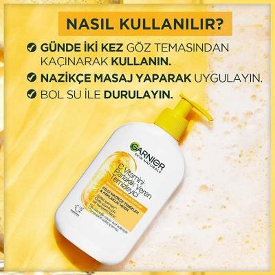 Nettoyant visage illuminateur à la vitamine C de Garnier - 250 ml (8,45 fl oz), végétalien et sans sulfate, hydratant et illuminateur pour les peaux ternes