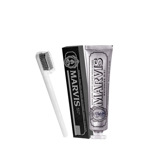 Ensemble dentifrice blanchissant à la menthe et brosse à dents Marvis : pour un sourire éclatant et une haleine fraîche - Kit complet d'hygiène bucco-dentaire