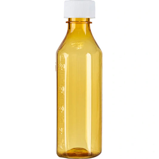 AMBER OVAL COLORSAFE BOTTLE, 4 OZ, WITH CAPS Medical Supplies Pasteur Pharmacy
