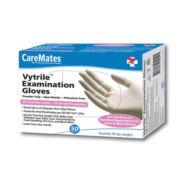 CareMates Vytrile Exam Gloves, Small, 50 Count – Latex-Free & Powder-Free, 3x Stronger than Vinyl Disposable Gloves Pasteur Pharmacy