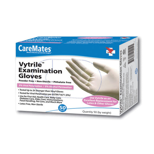 CareMates Vytrile Exam Gloves, Small, 50 Count – Latex-Free & Powder-Free, 3x Stronger than Vinyl Disposable Gloves Pasteur Pharmacy