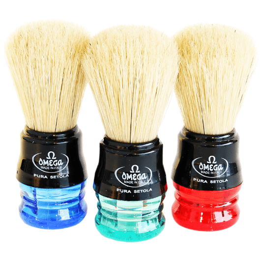 Omega Boar Bristle 2 Color Handle Shaving Brush Variable Color #10077 Shaving Brush Pasteur Pharmacy