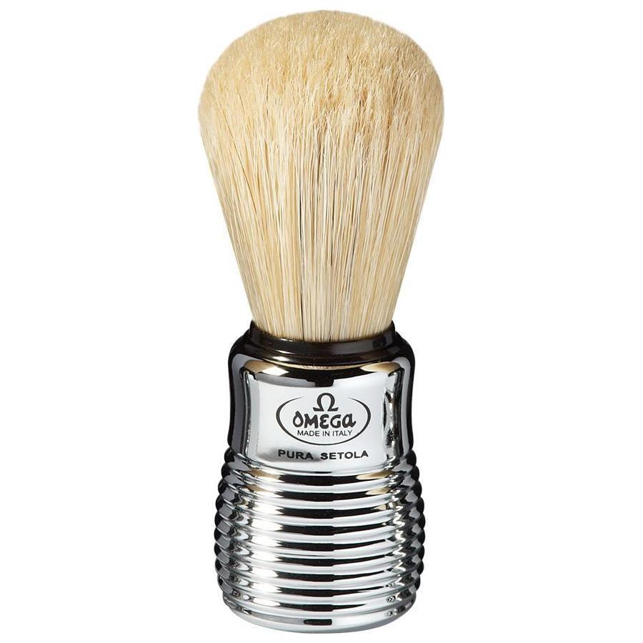 Omega Hog Bristle Shaving Brush With Chromed Plastic Handle #10081 Shaving Brush Pasteur Pharmacy