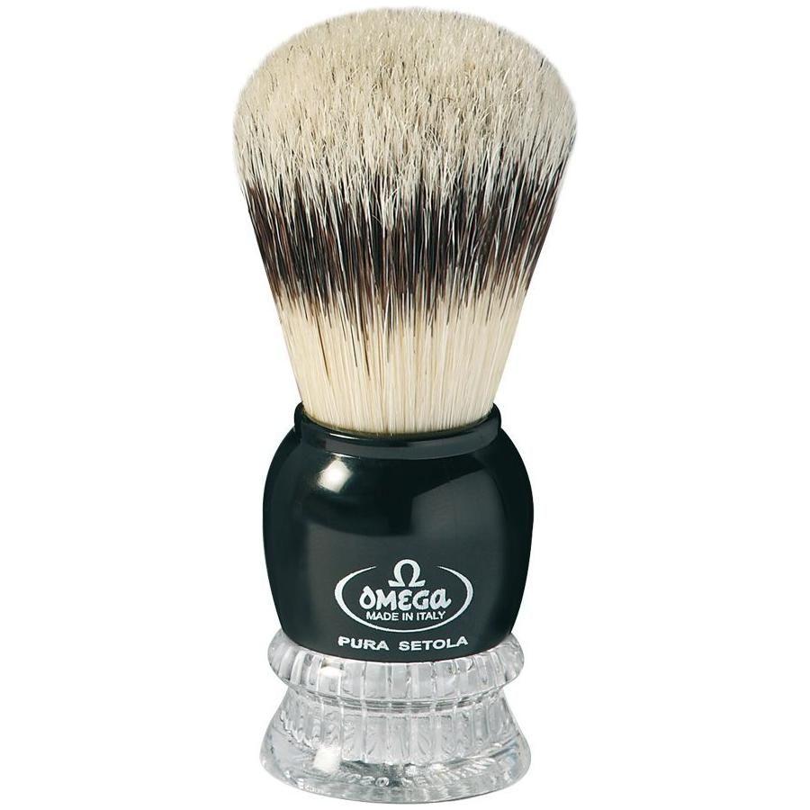 Omega Hog Bristle Shaving Brush With Chromed Abs Handle #10275 Shaving Brush Pasteur Pharmacy