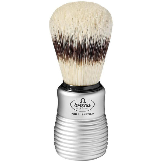 Omega Pure Bristle Shaving Brush With Satin Chrome Effect Handle #81230 Shaving Brush Pasteur Pharmacy