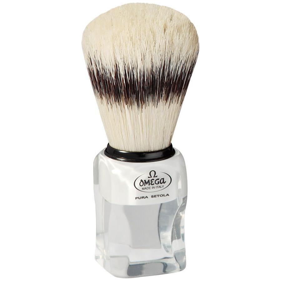 Omega Boar Bristle Shaving Brush With Stand Classy Square Handle #81020 Shaving Brush Pasteur Pharmacy