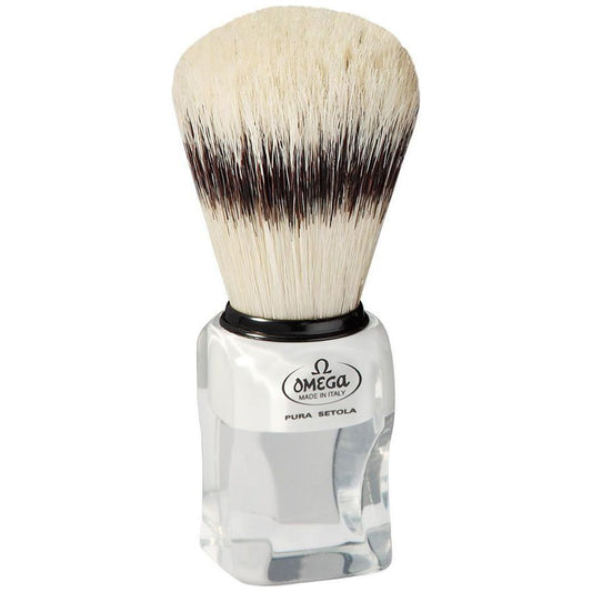 Omega Boar Bristle Shaving Brush With Stand Classy Square Handle #81020 Shaving Brush Pasteur Pharmacy