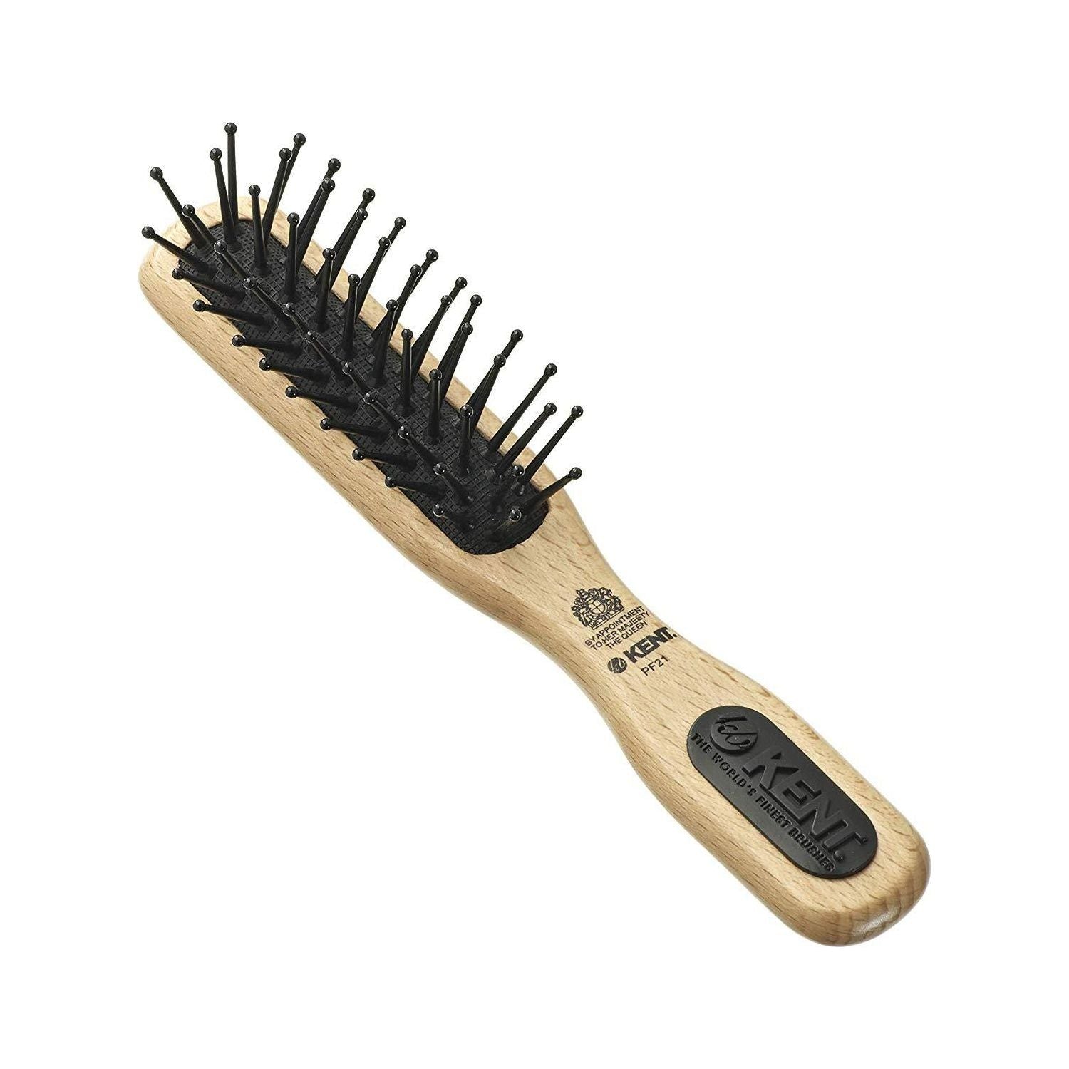 Kent PF21 Micro-Phine Pocket Sized Narrow Quilled Pure Beechwood Taming and Detangle Hair Brush Pasteur Pharmacy