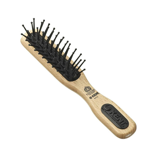 Kent PF21 Micro-Phine Pocket Sized Narrow Quilled Pure Beechwood Taming and Detangle Hair Brush Pasteur Pharmacy
