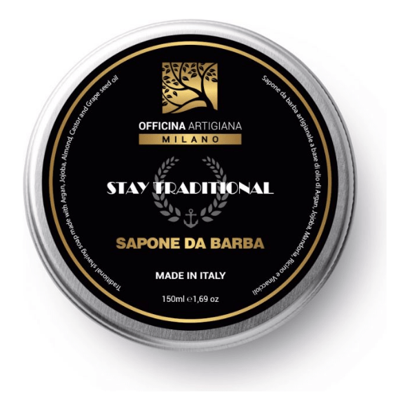Officina Artigiana Milano Stay Traditional Shaving Soap in Glass Jar 150ml Shaving Soap Pasteur Pharmacy