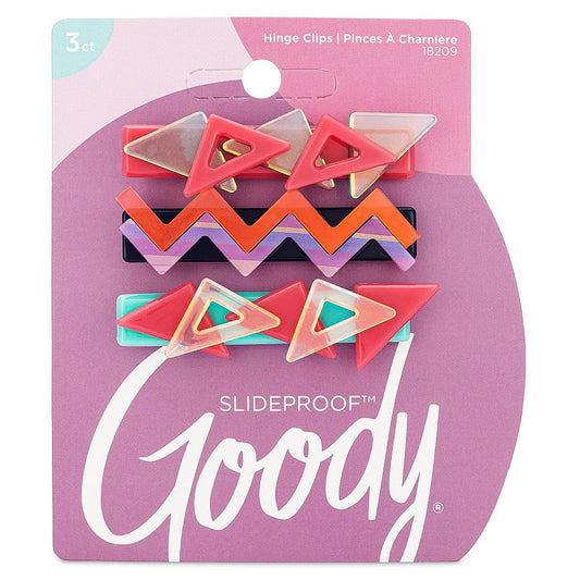 Goody Slideproof Hair Snap Clips - 3 Count, Assorted Nostalgia - Just Snap Into Place - Hinge Clips Suitable For All Hair Types - Pain-Free Hair Accessories For Women And Girls - All Day Comfort Hair Claws & Clips Pasteur Pharmacy