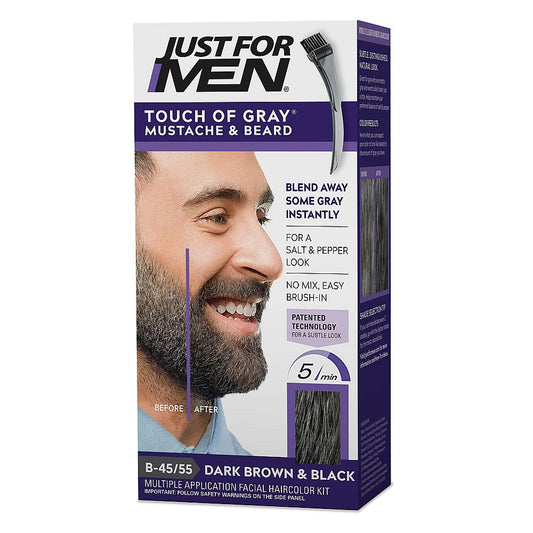 Just for Men Touch Of Gray Hair Color, Mustache & Beard, Dark Brown & Black B 45/55 Hair Color Pasteur Pharmacy
