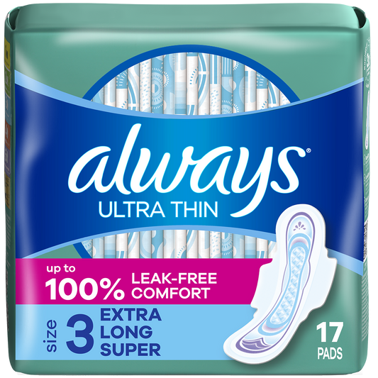 Always Ultra Thin Size 3 Pads Extra Long Super with Wings 6 Packs of 17 Feminine Pads & Protectors Pasteur Pharmacy