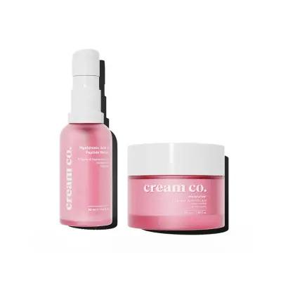 Duo hydratant repulpant pour la peau Cream Co. : PEP + MO - Améliore l'élasticité, réduit les rides et hydrate en profondeur - Soin anti-âge hypoallergénique, sans parabènes ni sulfates