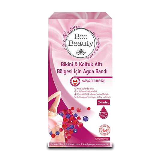 Bandes de cire Bee Beauty pour maillot et aisselles, peaux sensibles - Épilation facile à domicile, 24 unités