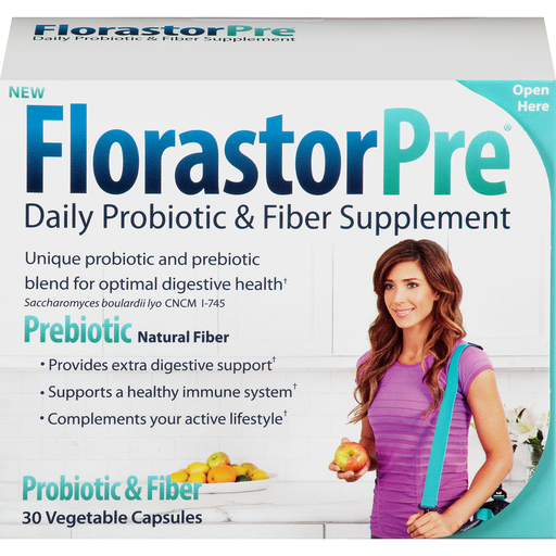 Florastor Pre Daily Probiotic & Fiber Supplement 30 Ct Box Crafting Fibers Pasteur Pharmacy