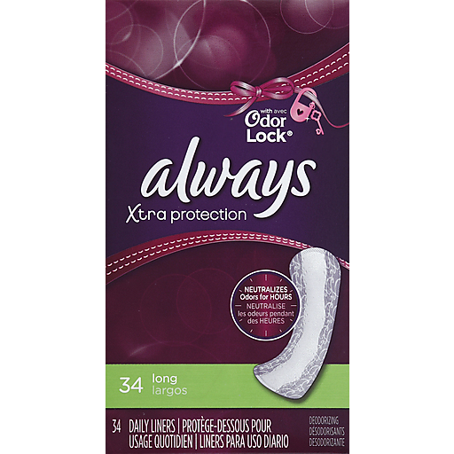 Always Xtra Protection Long Liners 34 Ct Box Personal Care Pasteur Pharmacy