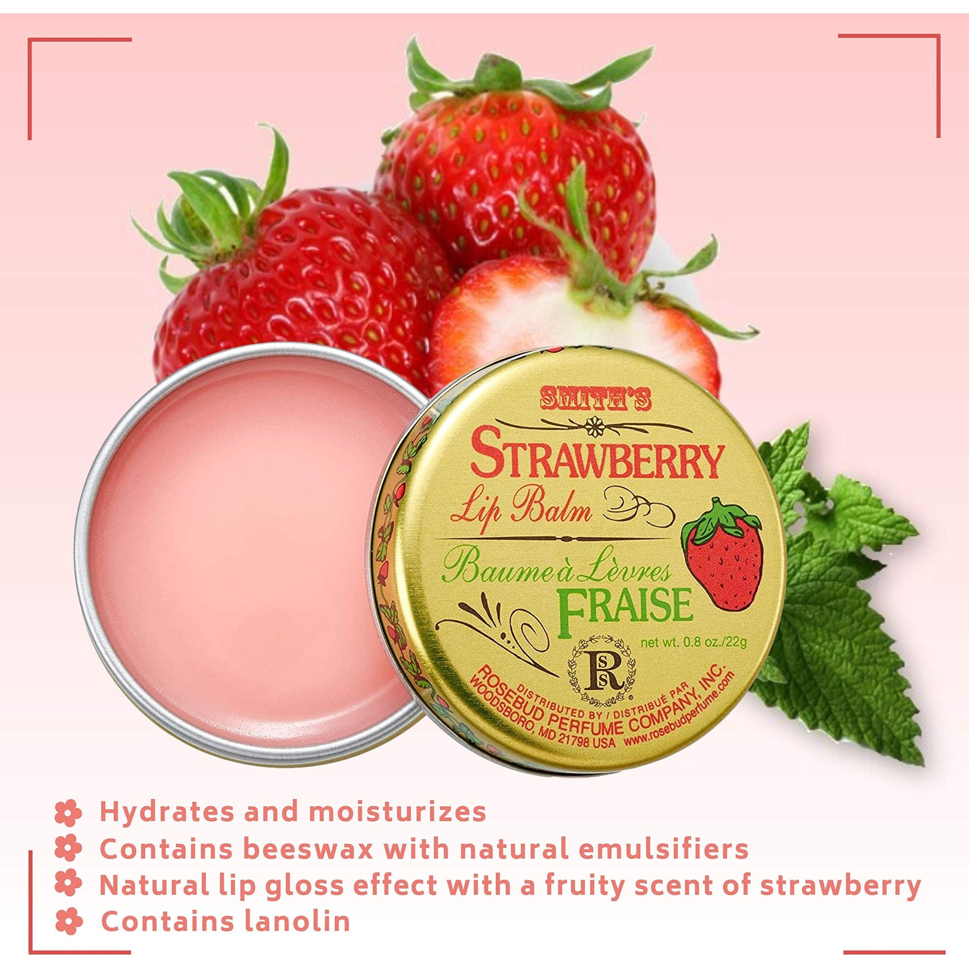 Rosebud Perfume Co. Strawberry Lip Balm 0.8 oz Lip Balm Pasteur Pharmacy