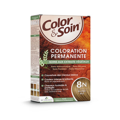Tinte para el cabello Color&Soin Natural 8N Rubio Germen de Trigo - Coloración capilar a base de plantas, sin amoníaco
