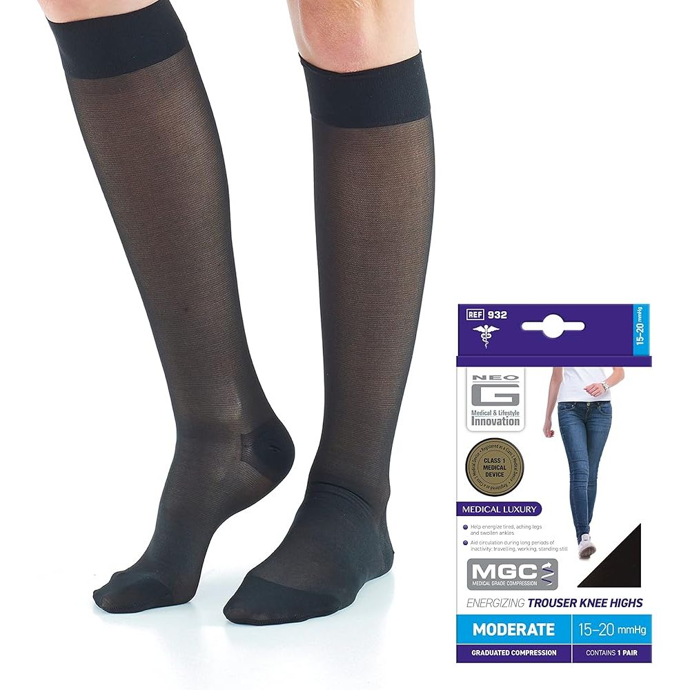 Neo G Energizing Knee High Compression Socks - Black (Large) Socks Pasteur Pharmacy