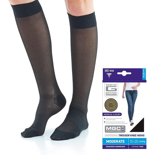 Neo G Energizing Knee High Compression Socks - Black (Large) Socks Pasteur Pharmacy