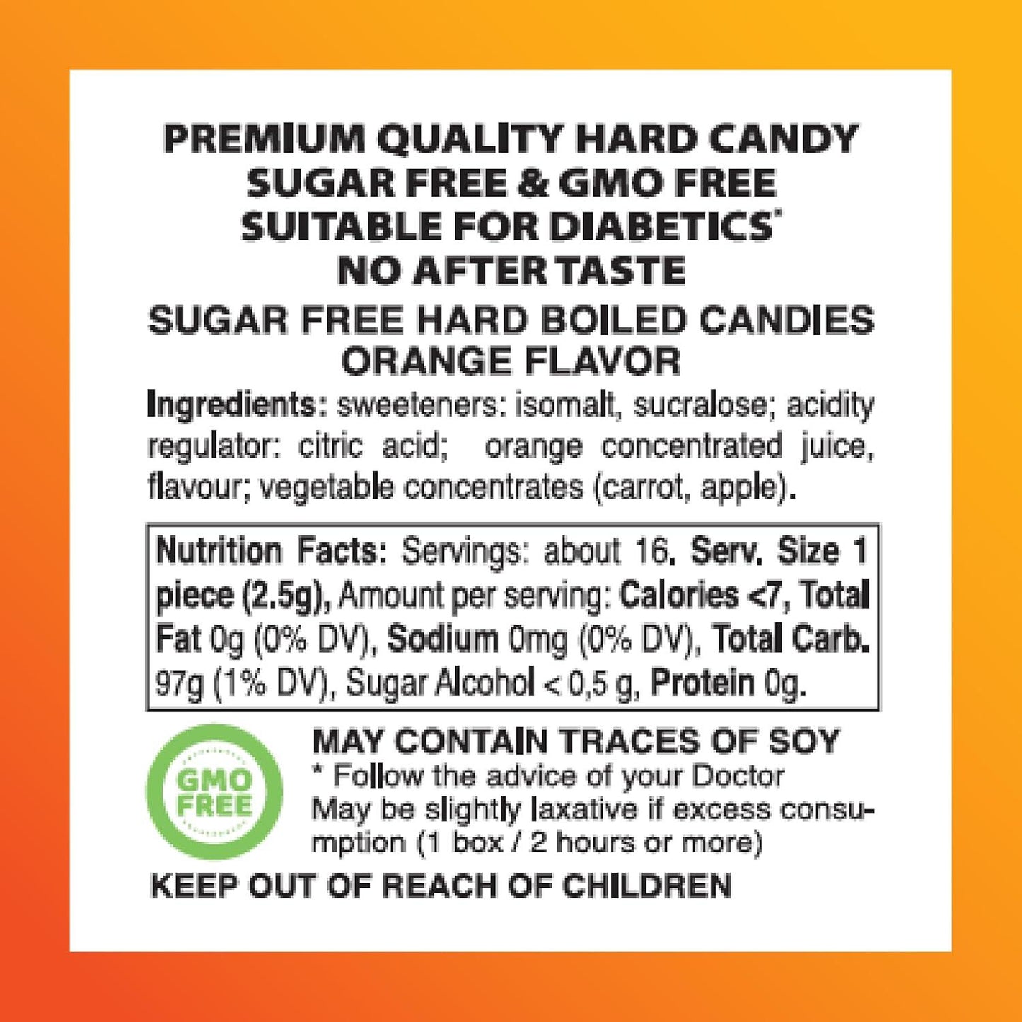 Swiss Imports Orange Sugarfree Candy Bonbons - 1.4oz Sugarfree Candy Pasteur Pharmacy