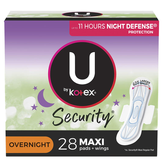 U by Kotex Security Overnight Pads 6 Packs of 28 Feminine Pads & Protectors Pasteur Pharmacy
