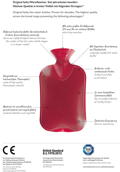 Bolsa de agua caliente Fashy - Diseño sin tubo | 2L